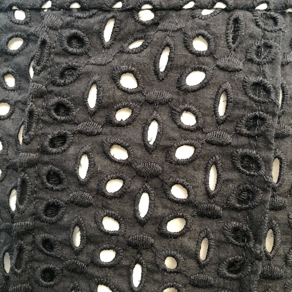 Ann Taylor Petite Skirt Size 6P Black Eyelet Midi Skirt A Line - Picture 7 of 11